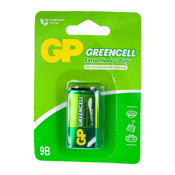 

Батарейка GP Greencell 1604GLF-2CR1 9В, солевая, крона, 500 mAh (в блистере)