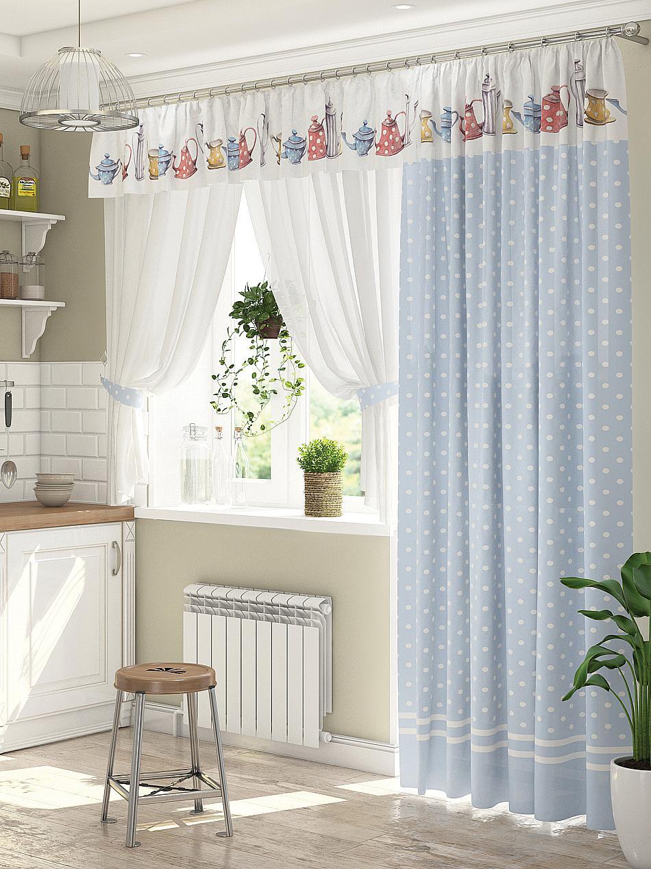 

Комплекты штор AT HOME Лематин (голубой) высота 260 см, ширина 150 см, Белый, 924018