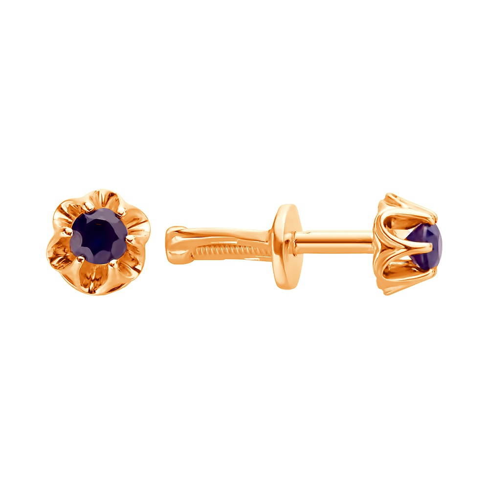 

Серьги пусеты из красного золота 585Gold 102003837, сапфир, 102003837
