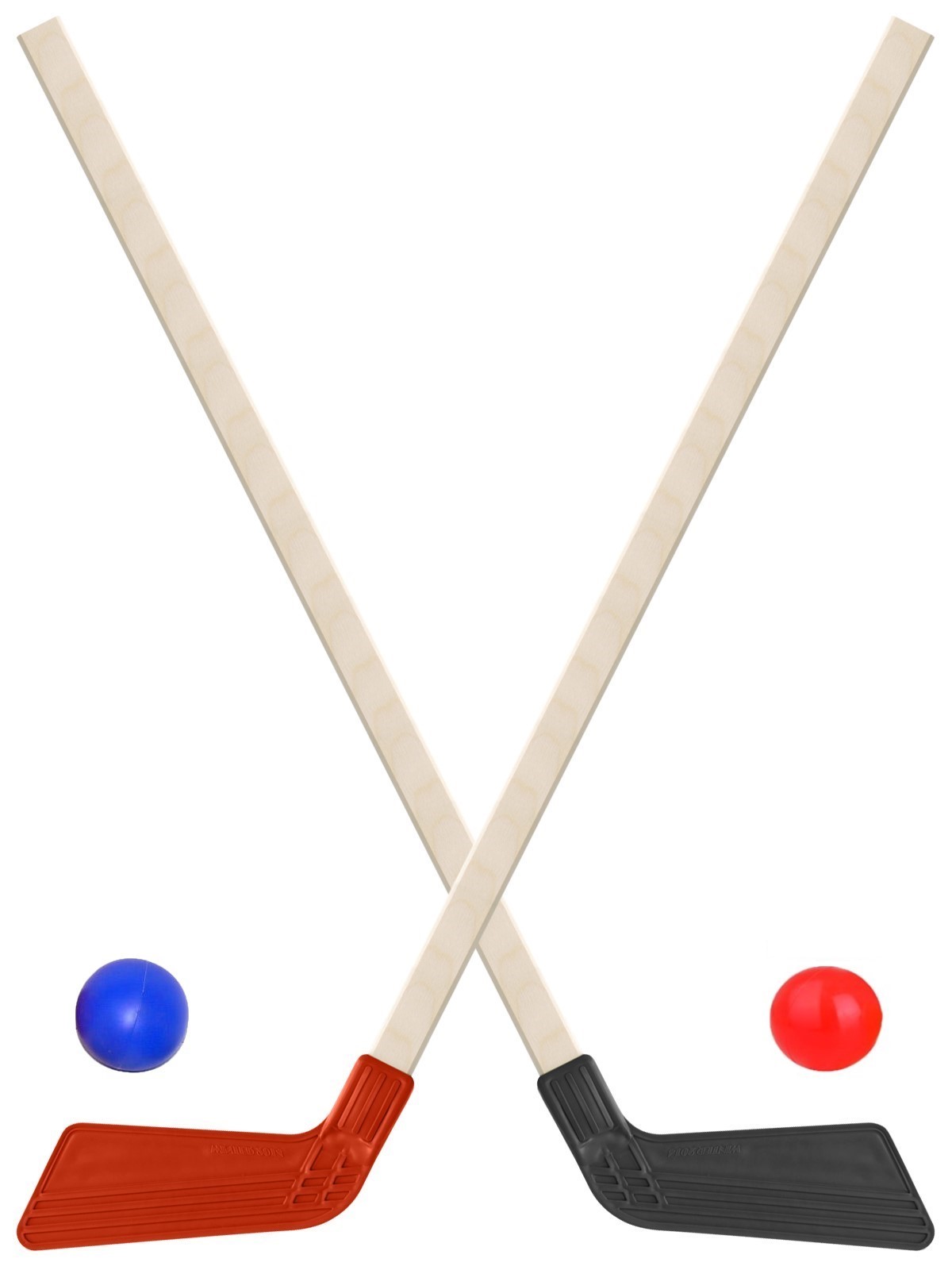 Детский хоккейный набор Задира-плюс  Клюшка хоккейная детская 2шт (черная+красная) +2 мяча