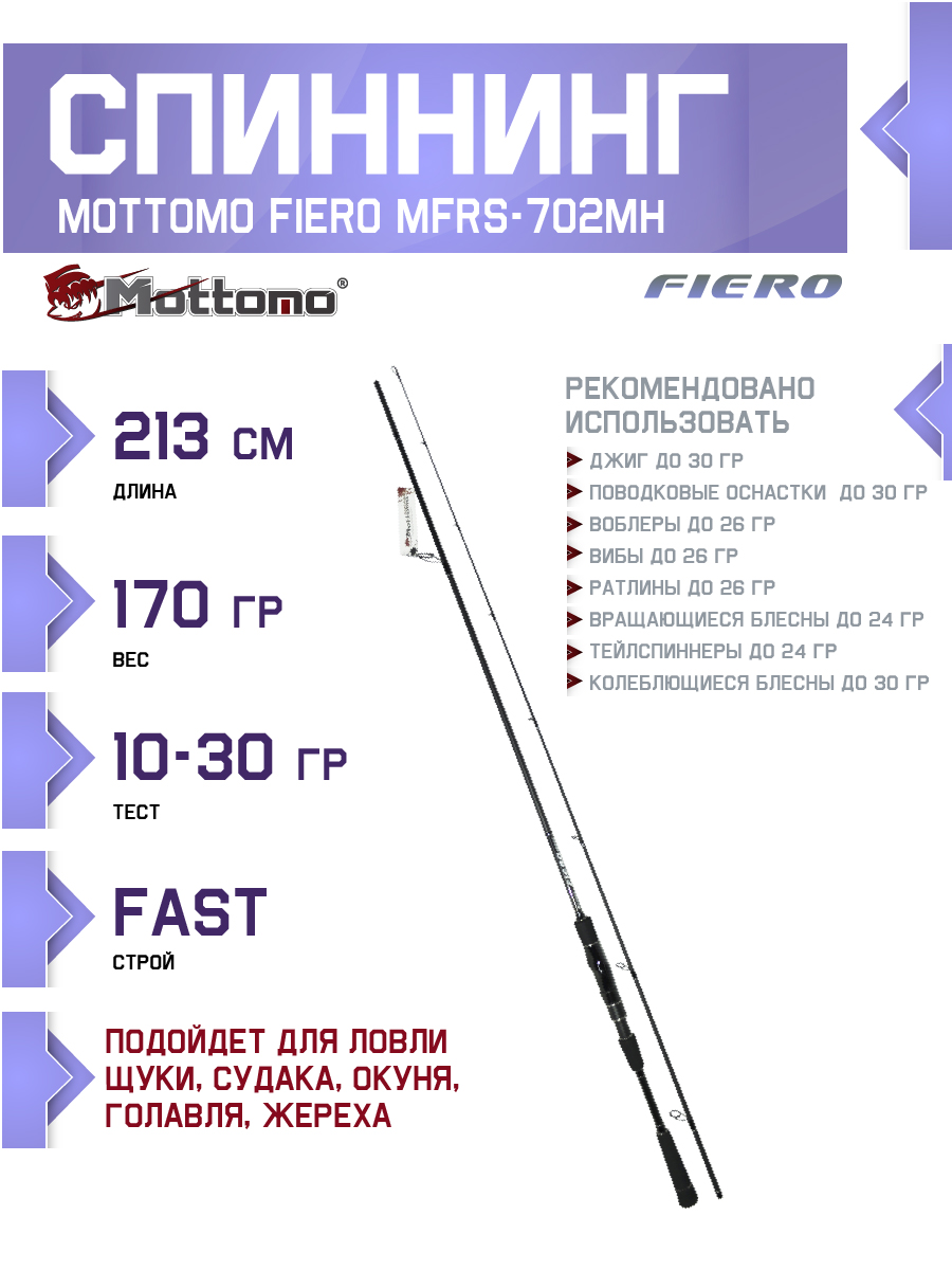 Спиннинг Mottomo Fiero MFRS-702MH 213см/10-30g