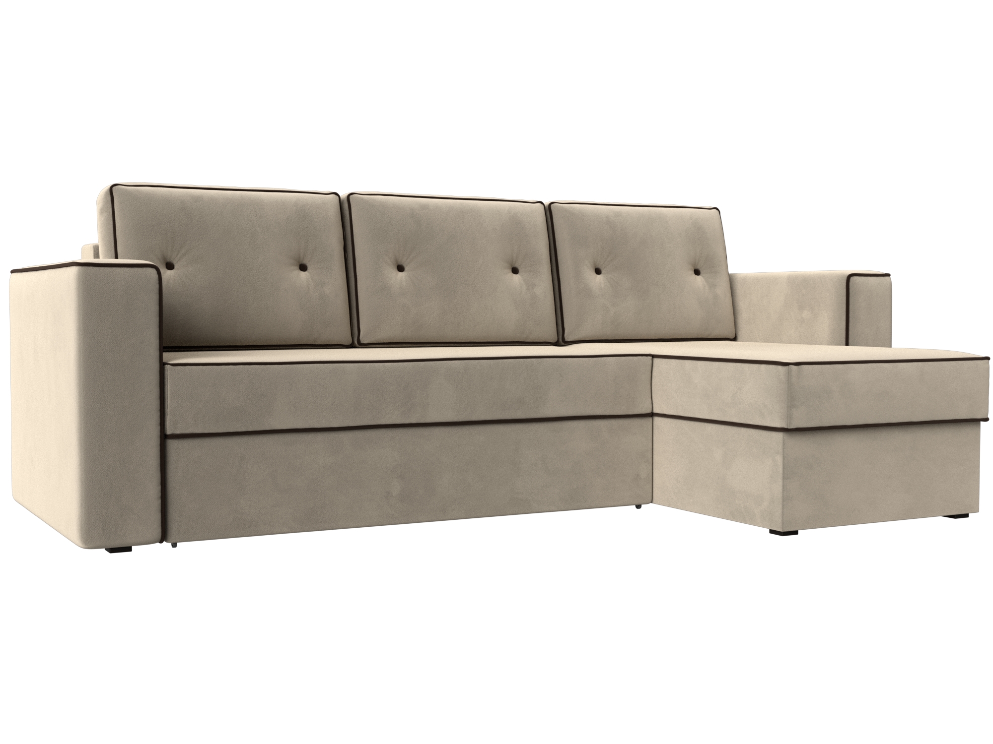 

Диван угловой Хит Диванов Принстон правый микровельвет, еврокнижка, бежевый, 10014655