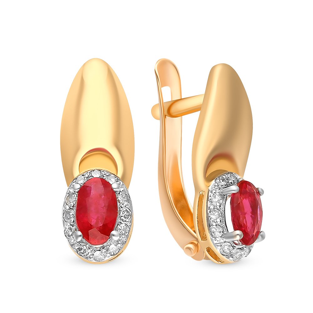 

Серьги из красного золота с рубином, бриллиантом 585Gold 102006681, 102006681