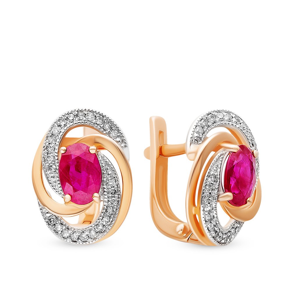 

Серьги из красного золота с рубином, бриллиантом 585Gold 102006646, 102006646