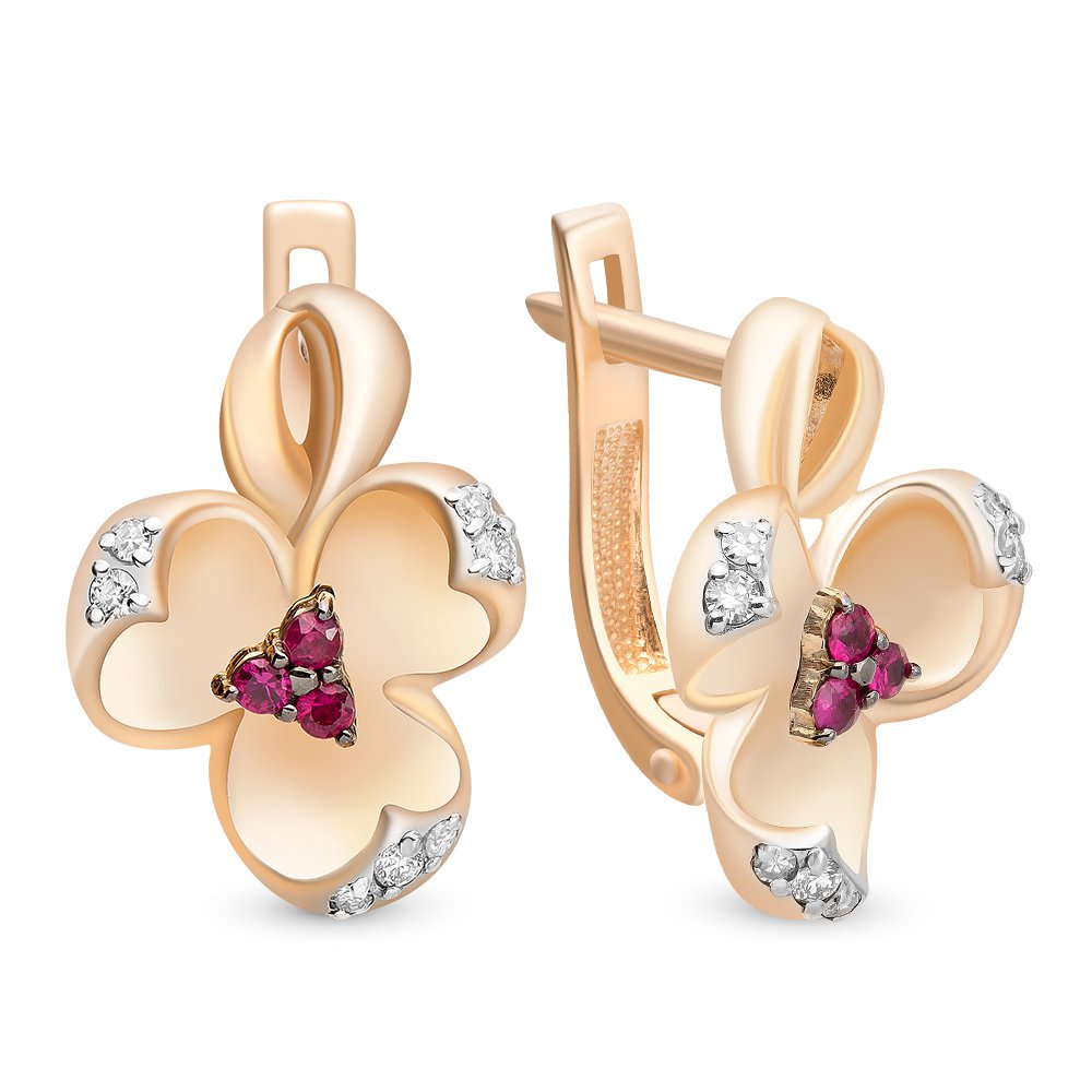 

Серьги из красного золота с рубином, бриллиантом 585Gold 102005837, 102005837