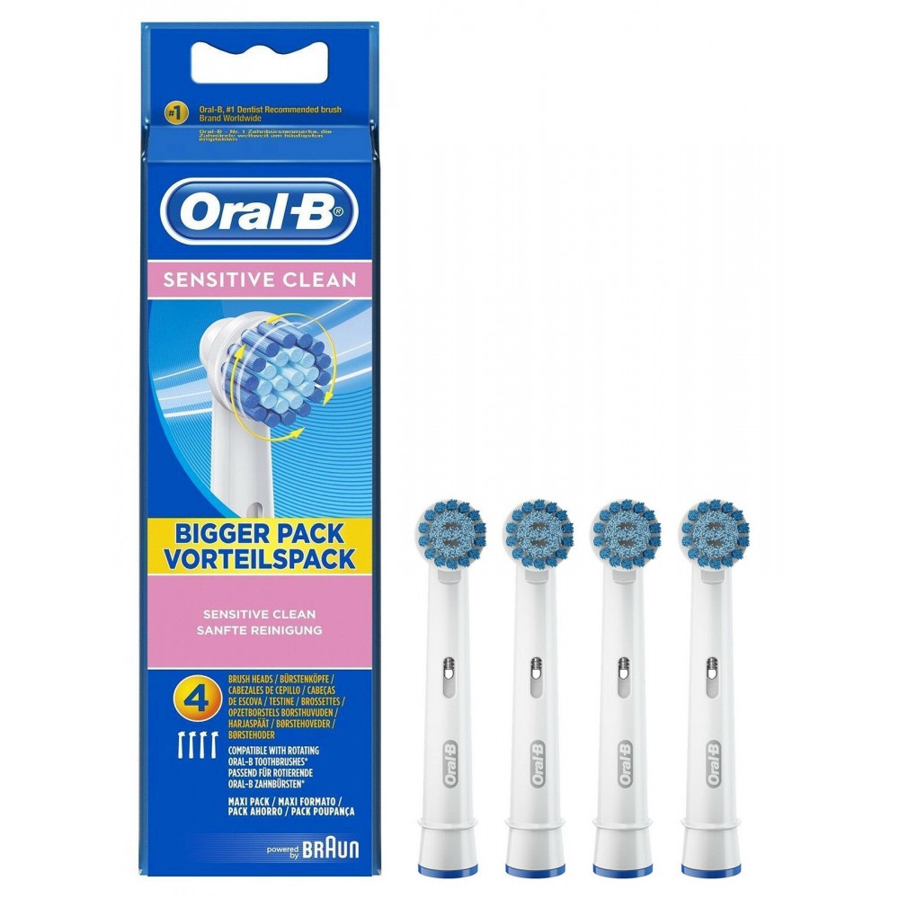 Насадка для электрической зубной щетки Oral-B EB17-4 Sensitive Clean, 4 шт. насадка для электрической зубной щетки oral b cross action cleanmaximiser черная