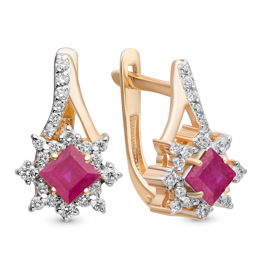 

Серьги из красного золота с рубином, бриллиантом 585Gold 102005541, 102005541