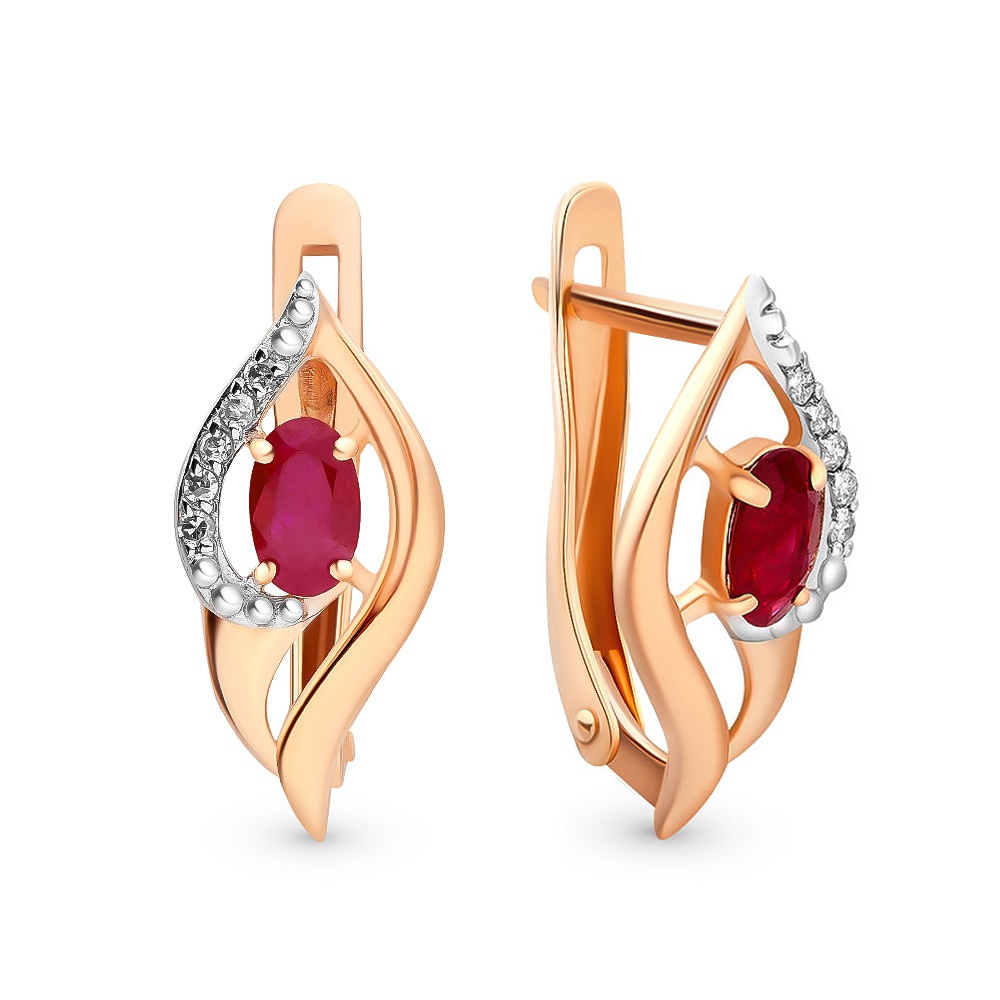 

Серьги из красного золота 585Gold 102004726, рубин/бриллиант, 102004726
