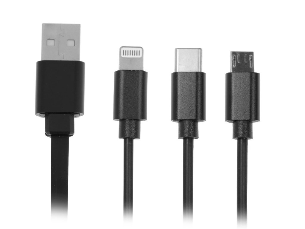 

Аксессуар Luazon USB - MicroUSB/Type-C/Lightning 2А 1m Black 4310383