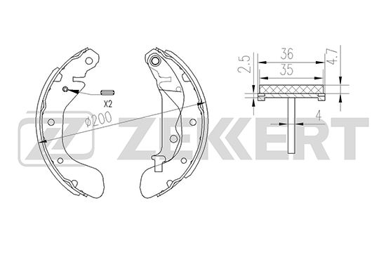 

Колодки торм. бараб. зад Chevrolet Aveo 03-, Cobalt II 13-, Spark 10 1шт ZEKKERT 'BK4028