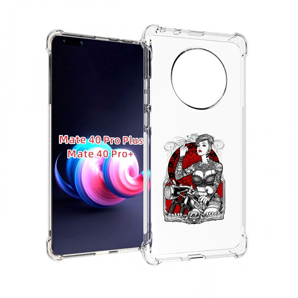 Чехол MyPads девушка на мотоцикле для Huawei Mate 40 Pro+ Plus