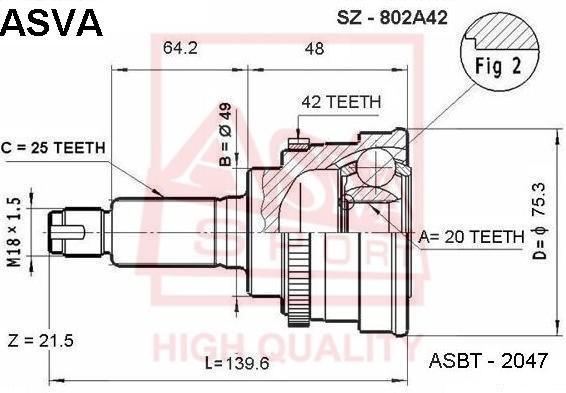 

Шрус ASVA SZ802A42