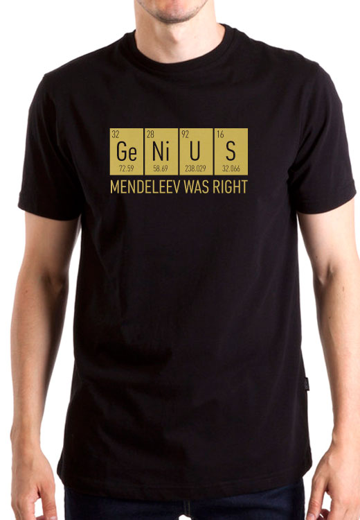 

Футболка унисекс NoBrand Genius Mendeleev Was Right черная XL, Черный, Genius Mendeleev Was Right