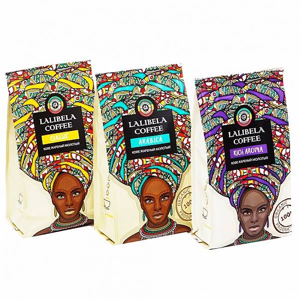 

Набор молотого кофе Lalibela Coffee "Classic | Arabica | Rich aroma", 3 упаковки по 200 г