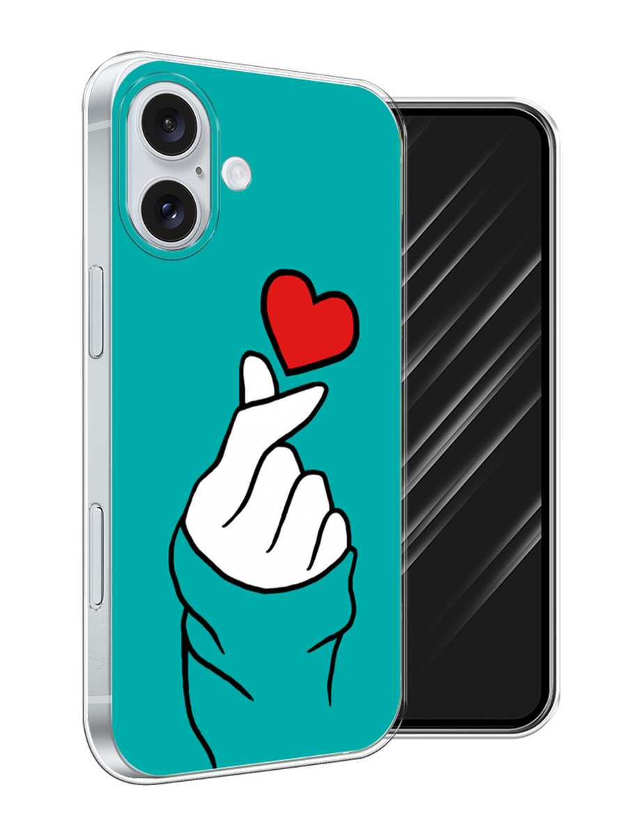 

Чехол Awog на Apple iPhone 16 Plus "Маленькое сердечко", Голубой;белый;красный, 16150-1