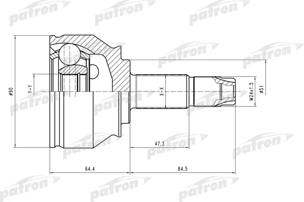 

ШРУС наружн к-кт 25x51x26 ALFA: 147 02- PATRON PCV1550