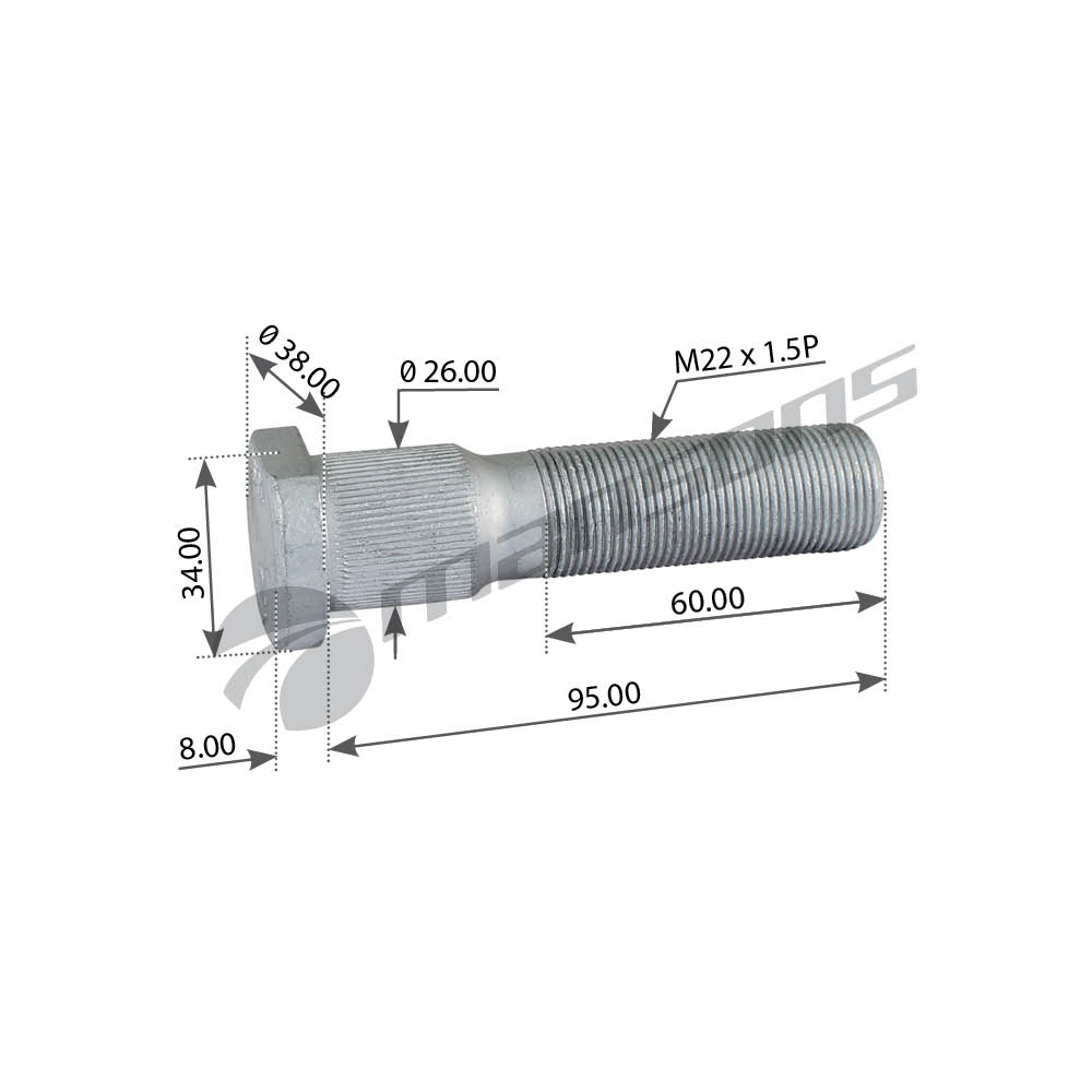 870.012Mns Шпилька Ступицы Колеса M22X1.5X95 Gigant;Lohr Mansons 870012