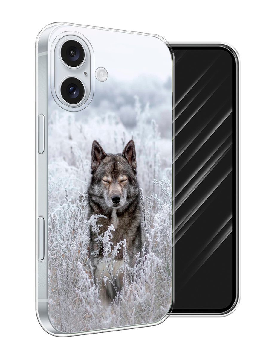 

Чехол Awog на Apple iPhone 16 Plus "Волк в поле", Белый;черный, 16150-1