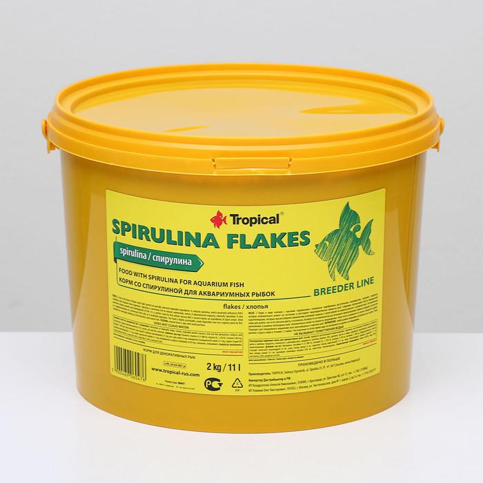 

Корм для рыб Spirulina Flakes со спирулиной, растительный, в виде хлопьев, 2 кг