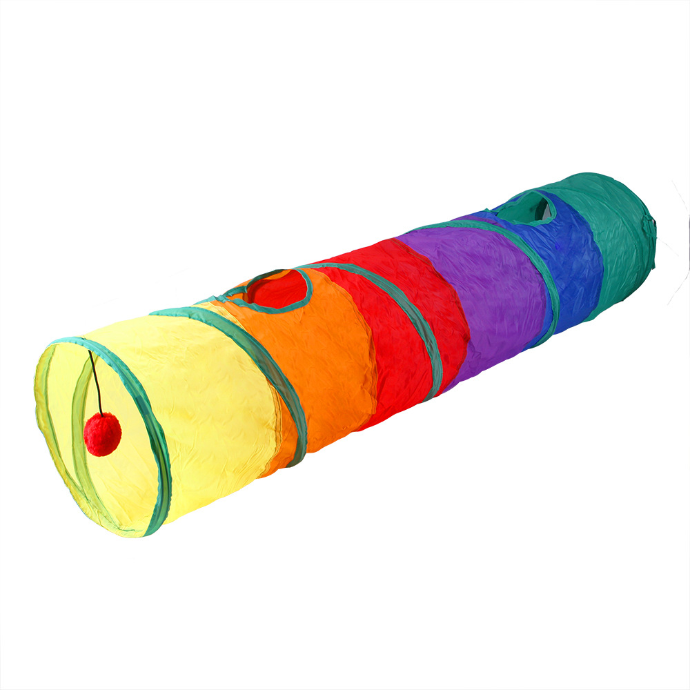 Тоннель для кошек Bentfores с игрушкой и мячиком, ф 25 см, длина 116 см, разноцветный