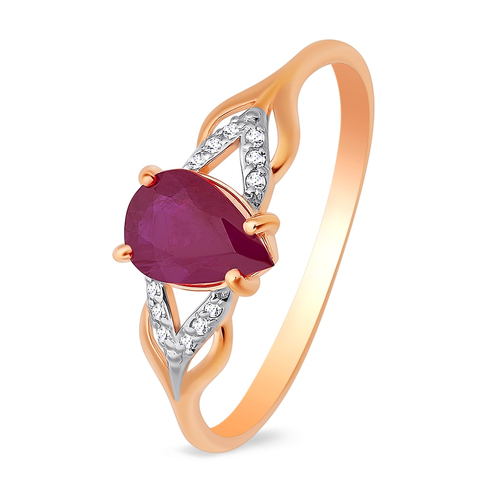 

Кольцо женское из красного золота с рубином, бриллиантом 585Gold 101011097, р. 19, 101011097