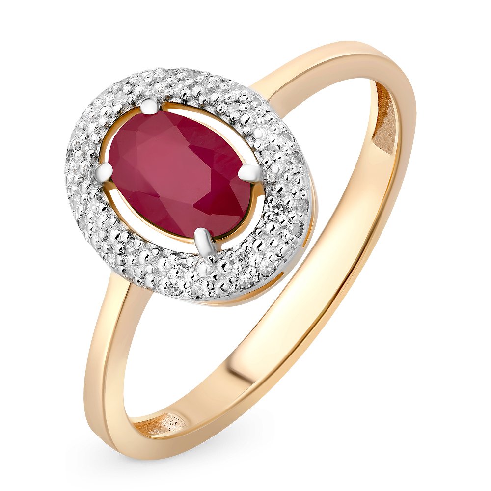 

Кольцо женское из красного золота с рубином, бриллиантом 585Gold 101010699, р, 101010699