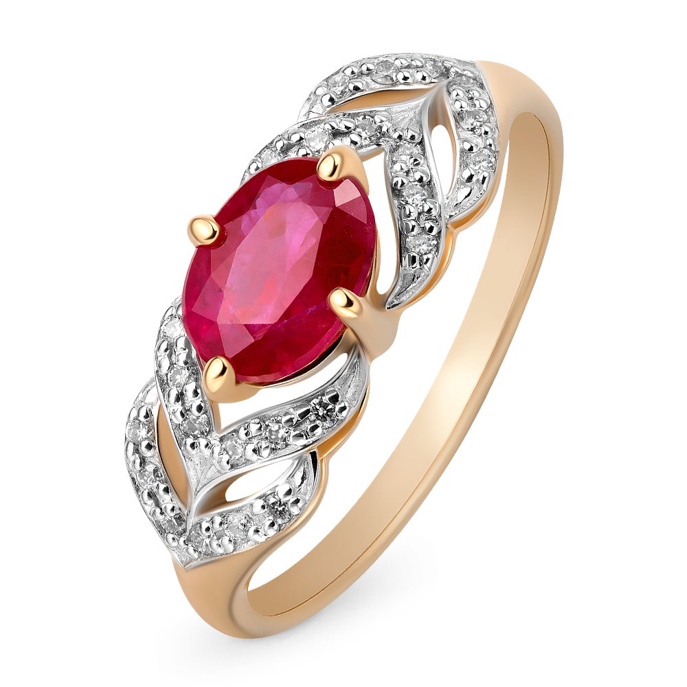 

Кольцо женское из красного золота с рубином, бриллиантом 585Gold 101013566, р. 17, 101013566
