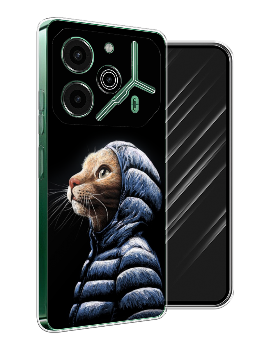 

Чехол Awog на Tecno Pova 6 Pro 5G "Кот в капюшоне", Черный;бежевый;синий, 305250-1