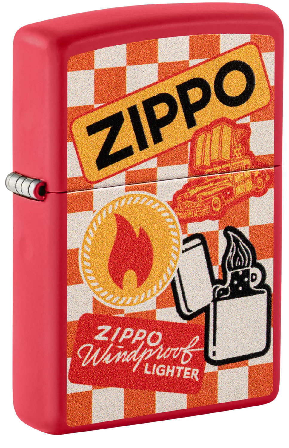 

Зажигалка бензиновая Zippo Retro Design с покрытием Red Matte, Красный