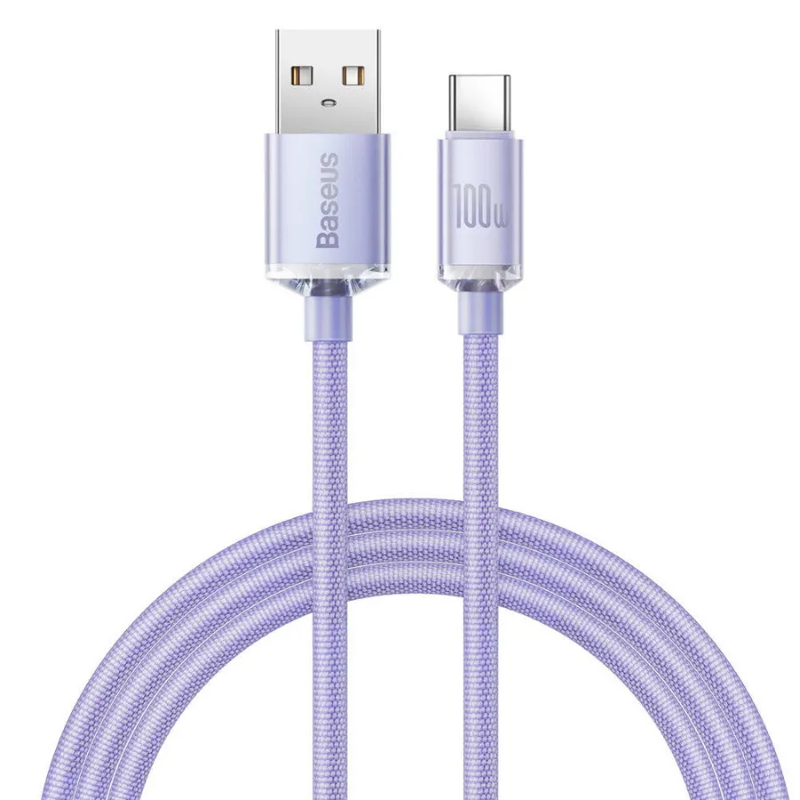 

Аксессуар Baseus Crystal Shine Series USB - USB Type-C 100W 1.2m Purple CAJY000405