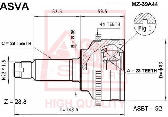 

Шрус ASVA MZ39A44