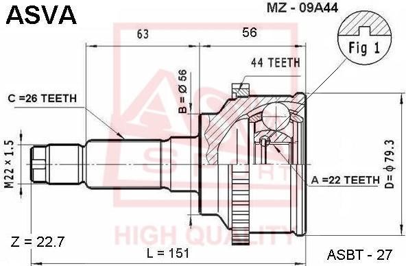 

Шрус ASVA MZ09A44