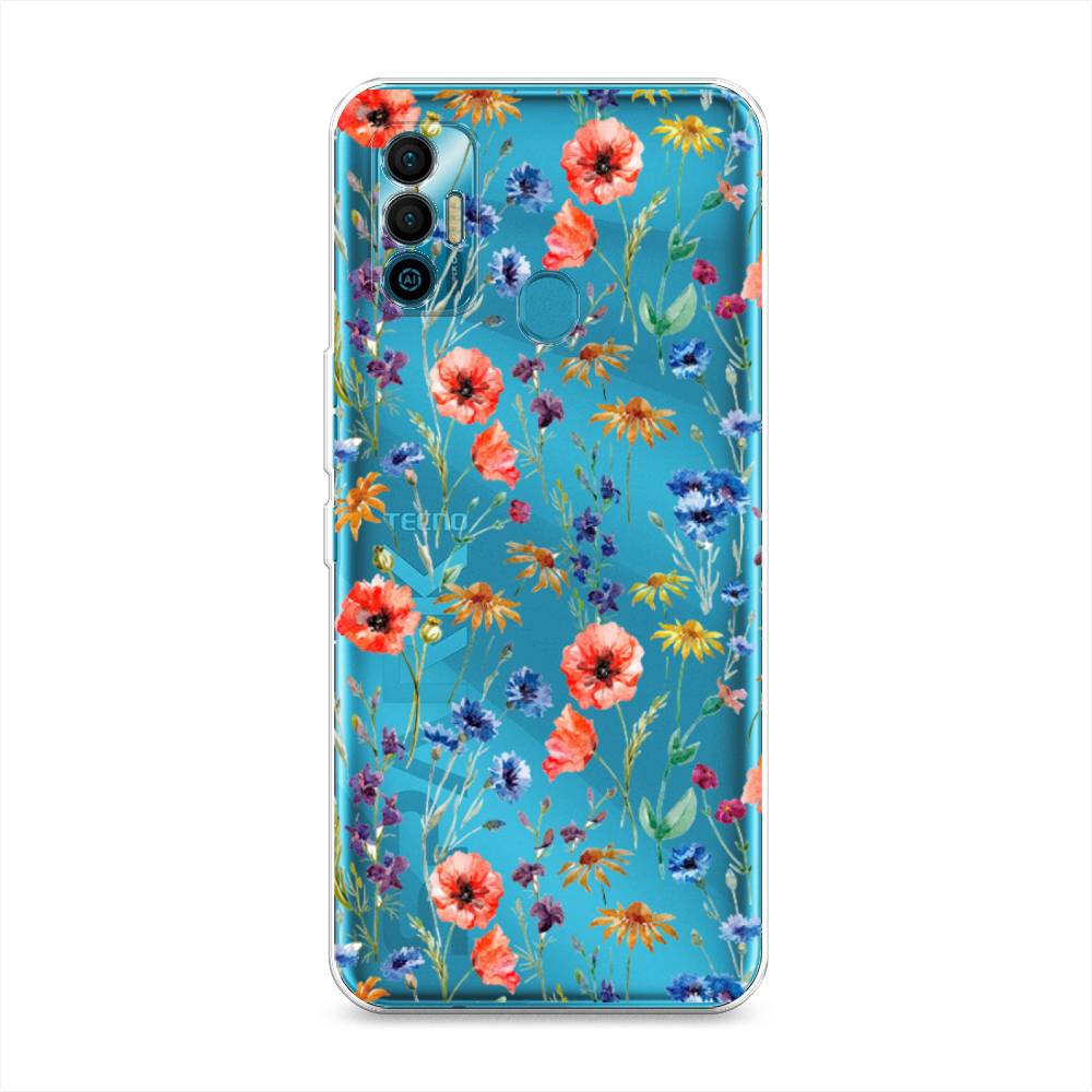 

Чехол Awog на Tecno Spark 7 "Маки и васильки фон", 301050-8