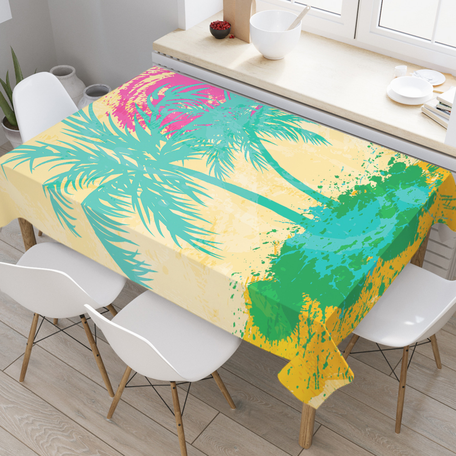 

Скатерть прямоугольная на кухонный стол JoyArty "Яркие тона лета" из оксфорда, 180x145 см, Голубой, Яркие тона лета