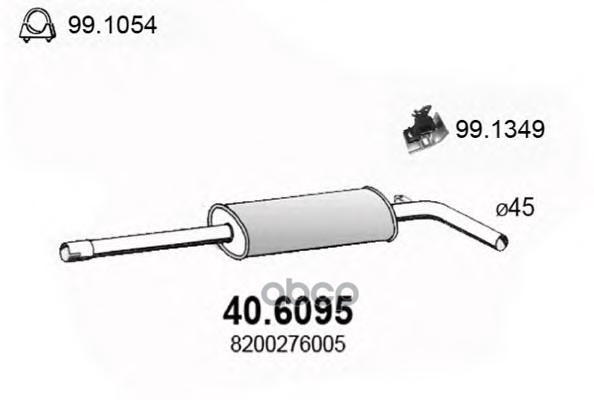 

Резонатор Renault Megane Ii 1,4/1,6 11/02->/Scenic Ii 1,4/1,6 06/03-> ASSO арт. 40.6095