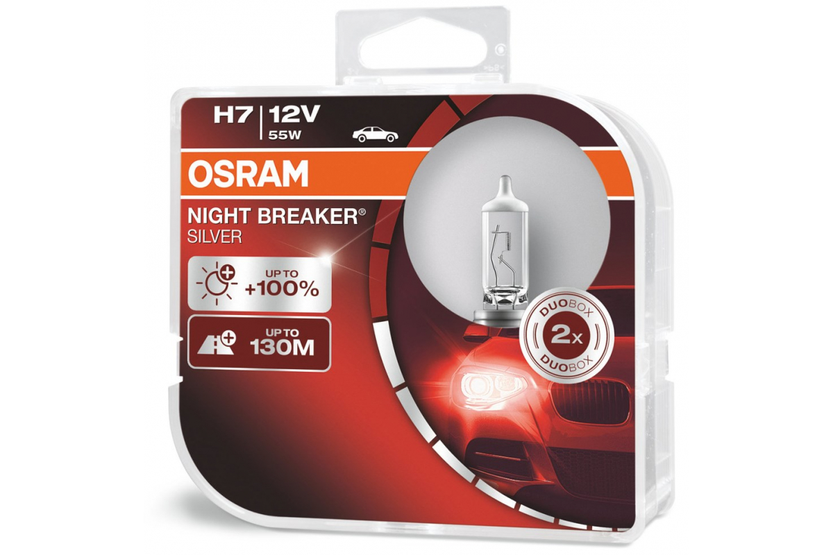 фото Лампа 12v h7 55w px26d 'night breaker plus +90% евробокс 2 шт. osram 64210nbp-hcb