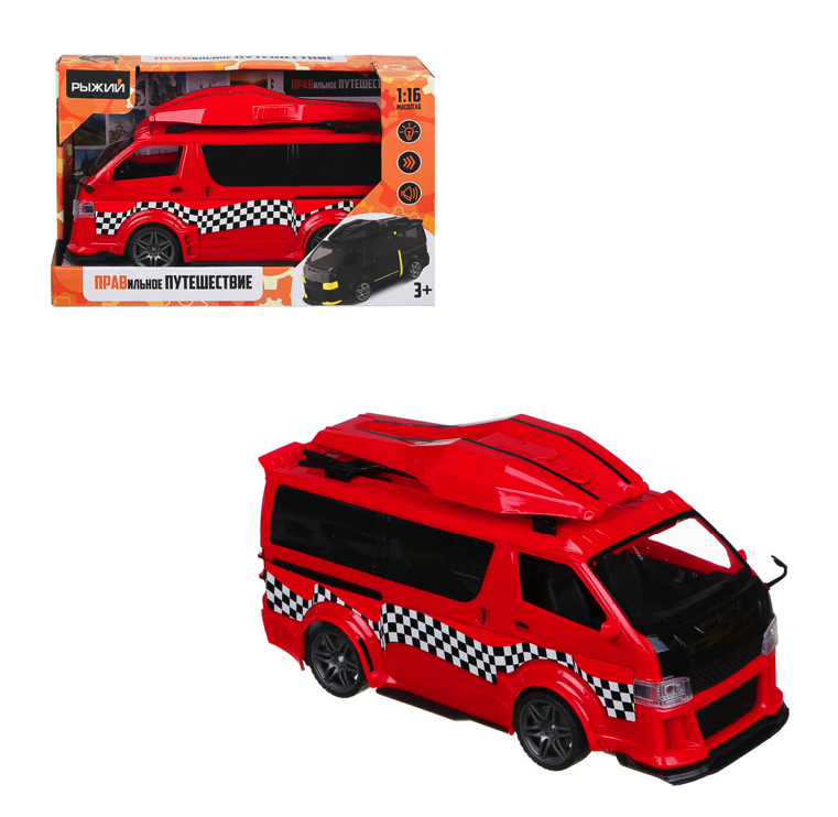 Машинка Игроленд Правильное путешествие, Рыжий, свет, звук, инерция, 3xLR44, ABS, 27х14