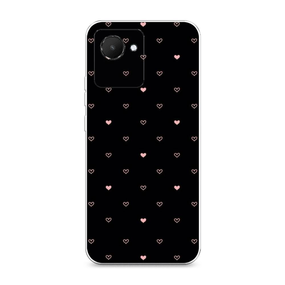 

Силиконовый чехол "Черный фон и сердечки" на Realme C30, Разноцветный, 2510550-3