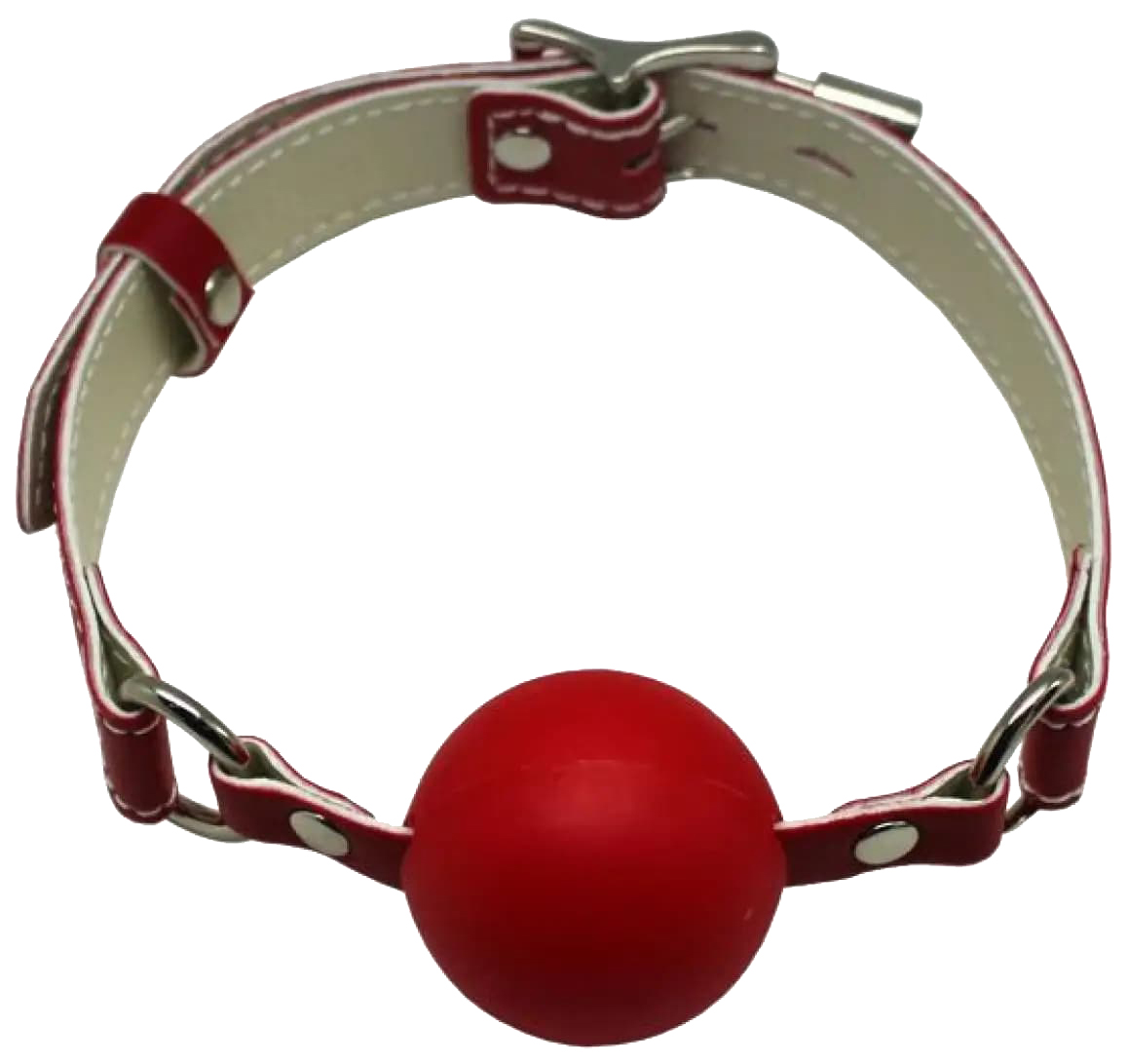фото Красный силиконовый кляп-шарик с фиксацией и замочком 192085 penthouse