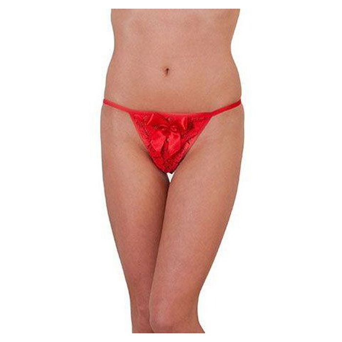 

Трусики-стринги Xsensual Lingerie из кружев с пышным бантом красные onesize, Красный, xs40047R