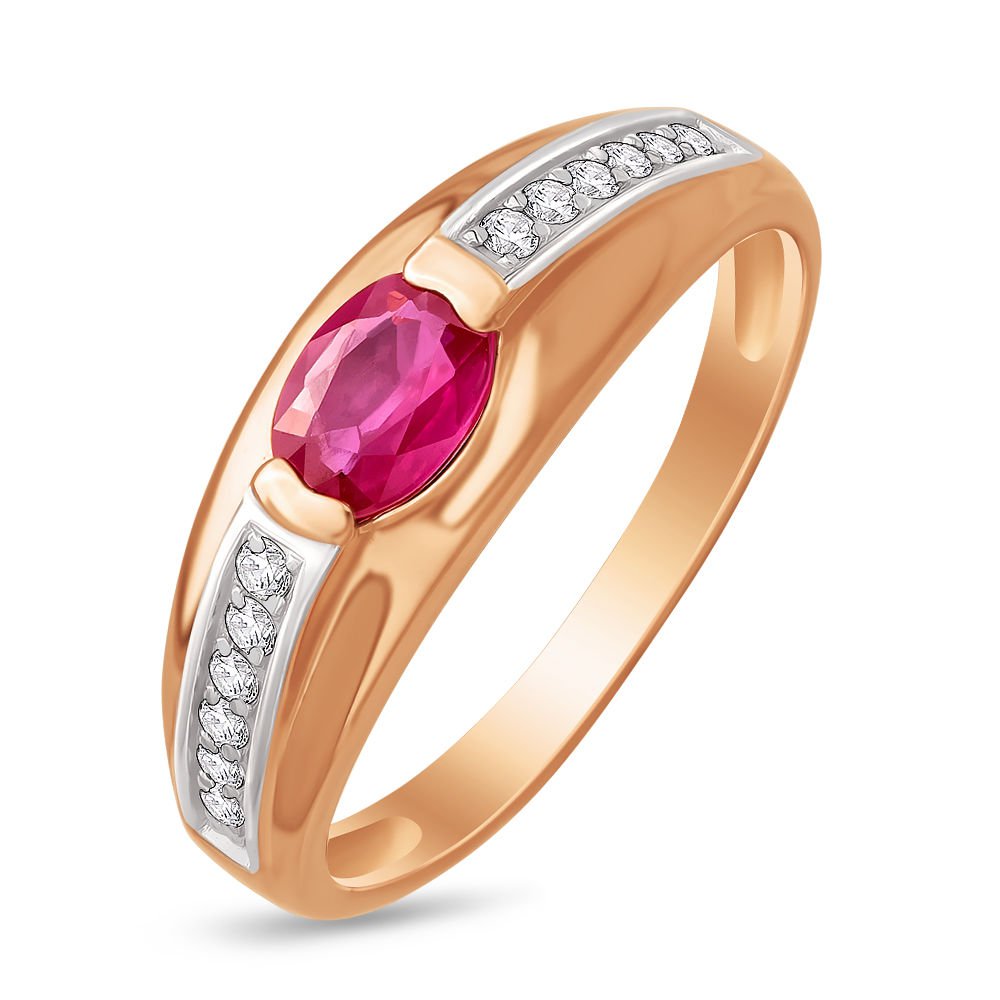 

Кольцо женское из красного золота с рубином, бриллиантом 585Gold 101001891, р. 17,5, 101001891