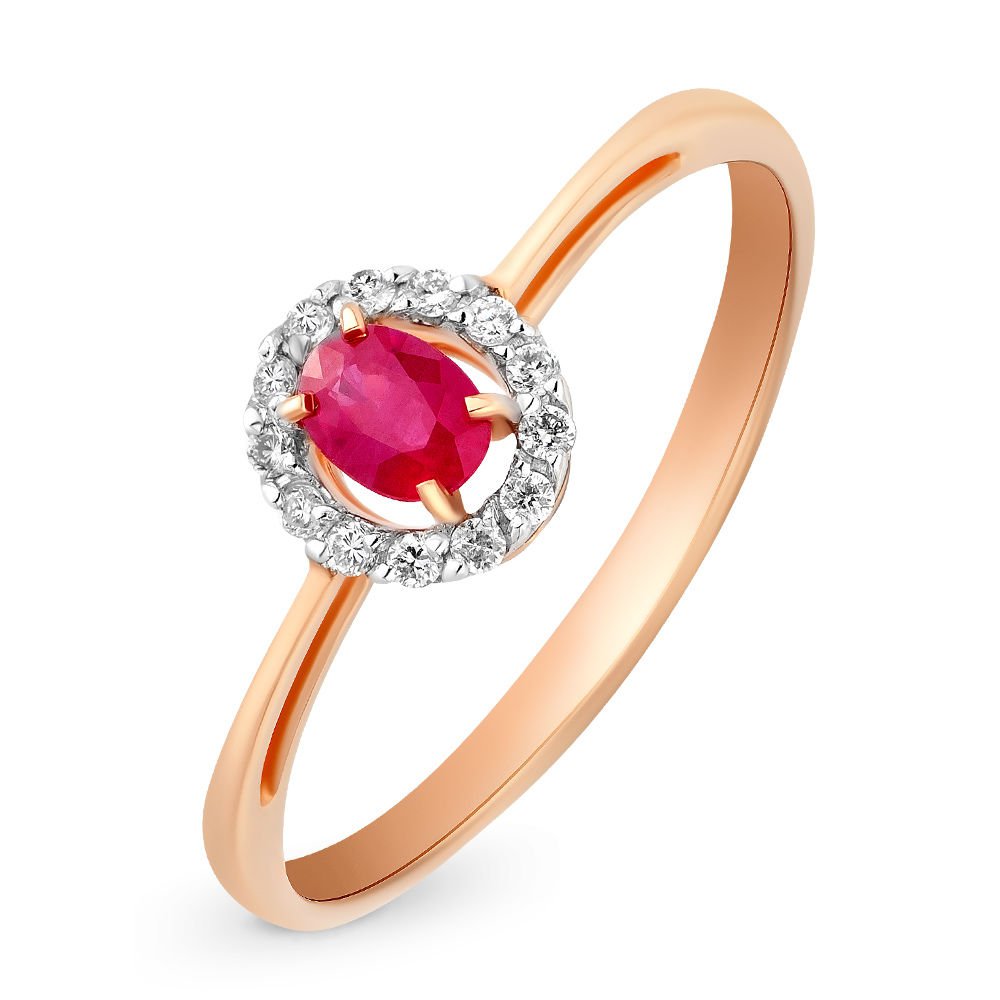 

Кольцо женское из красного золота с рубином, бриллиантом 585Gold 101001857, р. 17, 101001857