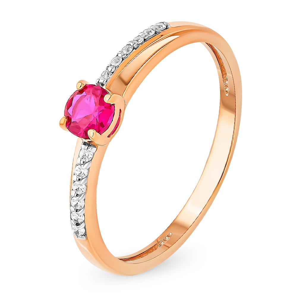 

Кольцо женское из красного золота с рубином, фианитом 585Gold 101013470, р, 101013470
