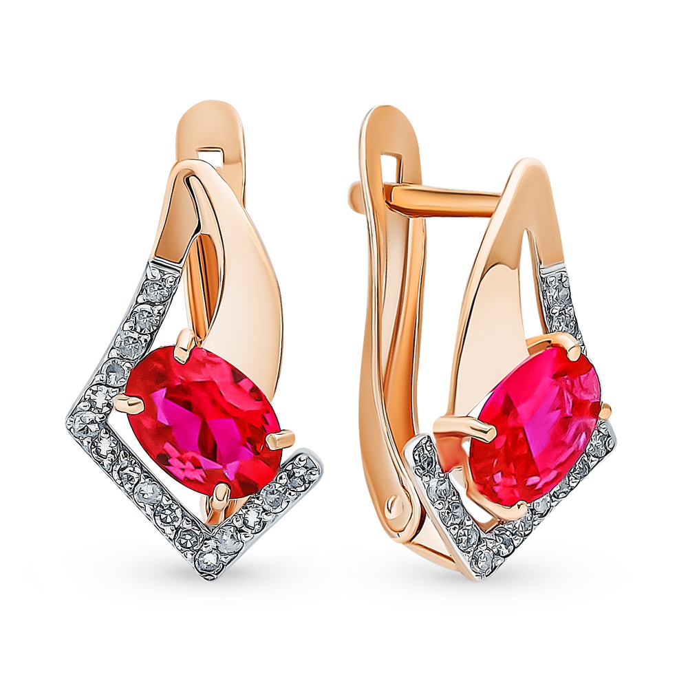 

Серьги из красного золота с рубином, бриллиантом 585Gold 102007278, 102007278