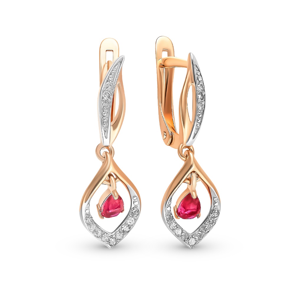 

Серьги из красного золота с рубином, бриллиантом 585Gold 102007271, 102007271