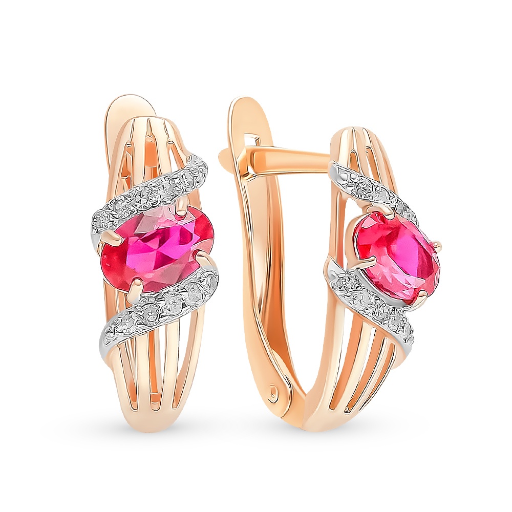 

Серьги из красного золота с рубином, бриллиантом 585Gold 102007247, 102007247