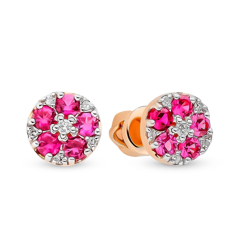

Серьги из красного золота с рубином, бриллиантом 585Gold 102007125, 102007125