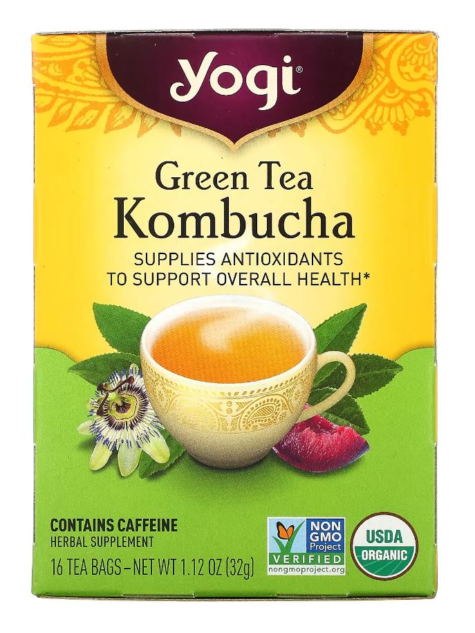 Чай в пакетиках Yogi Tea Зеленый чай комбуча, 16 пакетиков