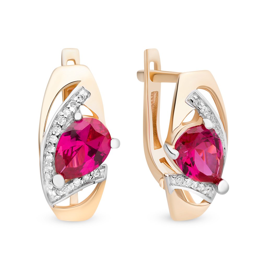 

Серьги из красного золота с рубином, бриллиантом 585Gold 102004927, 102004927