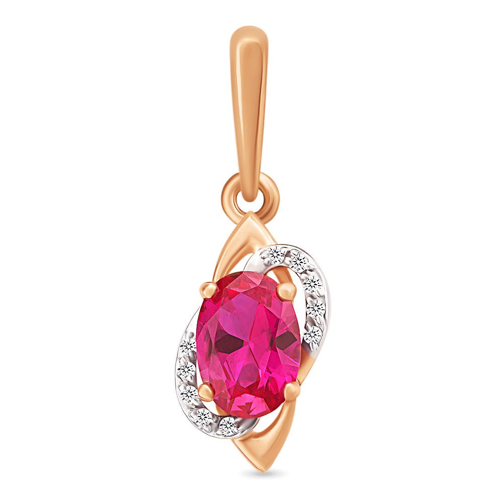 

Кулон из красного золота 585Gold 103001870, рубин искусственный/бриллиант, 103001870